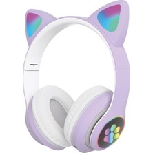 Esmo Home 5.0 Kedi Kulak Üstü Bluetooth Kulaklık Mor