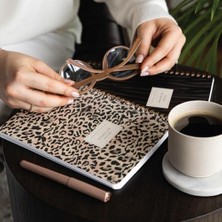 Esmo Home A5 Spiralli Karton Kapak Çizgili Okul Defteri 80 Yaprak 2'li Set - Ders Programlı - Leopar