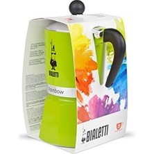 Esmo Home Bialetti - Rainbow: 3 Cups Ocak Üstü Espresso Pişirici - 130ML - Yeşil Renk - Alüminyum Gövde - Patentli Güvenlik Valfi - Tüm Ocak Türleri Için Uygundur (Indüksiyon Hariç)