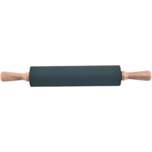Esmo Home Bambu Saplı Silikon Merdane, Oklava, Hamur Açma Aracı, Siyah, 42 Cm, Yapışmaz Yüzey, Börek ve Baklava Için