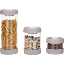 Esmo Home Vip Ahmet Yuvarlak Vakumlu Cam Saklama Kabı, 3'lü Set (450 ML+840 ML+1500 Ml)