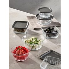 Esmo Home Paşabahçe Saklama Kabı 225 cc A Damla Logo (K) Kapak Plastik Gri1 12 Ürün Barkodlu Paşabah