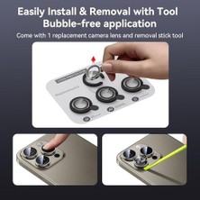 Esmo Home 15 Pro Max ve 15 Pro Için Kamera Lens Koruyucu Ultra Ince Yüksek Kaliteli Cam 3 Adet (Naturel Titanyum)