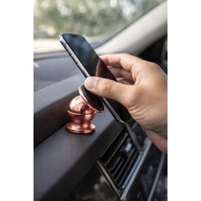 Esmo Home Araba Manyetik Telefon Tutucu 360 Derece Döner Mıknatıslı Mini Metal Stand Torpido Panel Yapışkanlı Akıllı Telefon Tutacağı Tek Elle Kullanım (Rose)