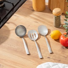 Esmo Home Porsima Sidney Paslanmaz Çelik Sos Servis Seti - Kepçe Kaşık Kevgir - 3 Parça