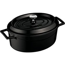 Esmo Home Lava Metal Oval Mini Tencere, Siyah
