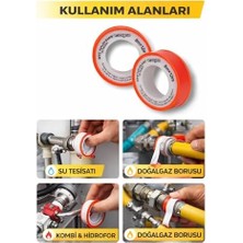 Esmo Home Rayno Ptfe Teflon Bant 10 Adet 8mm x 12M | Su ve Gaz Tesisatı Için Sızdırmazlık Bandı | Yüksek Dayanım 10 Adet