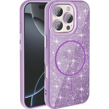 Esmo Home 16 Pro Max Için ile Uyumlu Kılıf Parlak Simli Shinig Okso Kapak Derin Mor