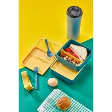 Esmo Home Envii Store Pratik ve Şık Beslenme Kutusu 2 Katlı Bölmeli, Kaşıklı ve Çatal Setli, Taşınabilir Gıda Saklama Kabı