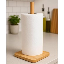 Esmo Home Amberhaus Bambu Ahşap Dik Kağıt Havluluk - Devrilmeyen Geniş Tabanlı Tezgah Üstü Rulo Havlu Standı - Modern ve Doğal Mutfak Düzenleyici (Bambu-Kare)