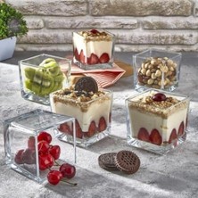 Esmo Home Cam Servis Kasesi Seti, Şeffaf, Kare Şekilli, Çok Amaçlı, Tatlı Sunum Kabı, Atıştırmalık ve Meyve Için