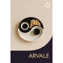 Esmo Home Arvale Yin & Yang 2 Li Özel Tasarım Sosluklu Kahvaltılık Tabağı Sosluk Çerezlik Kase Dekoratif Tabak 20 cm