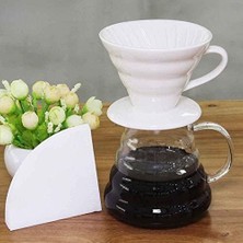 Esmo Home Epinox Seramik Kahve Dripper - Porselen Demleyici - No: 2 - Beyaz (Hario V60 Benzeri)