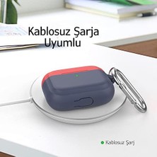 Esmo Home Airpods Pro 1. ve 2. Nesil Uyumlu Silikon Kılıf | Kablosuz Şarj Destekli, Karabinalı Ince Koruyucu Lacivert Mavi