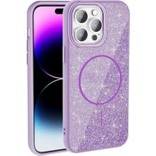 Esmo Home 14 Pro Max Için ile Uyumlu Kılıf Parlak Simli Shinig Okso Kapak Derin Mor