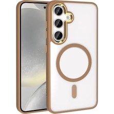 Esmo Home Galaxy S25 Için ile Uyumlu Kılıf Krom Silikon Kapak Bej