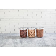Esmo Home Vip Ahmet Yuvarlak Lüks Saklama Kabı, Krom Kapak 3X700 ml
