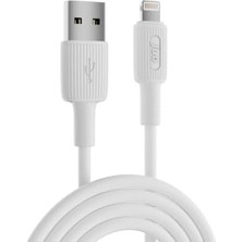 Esmo Home Juo 12W 2.4A Usb-A To Lightning iPad ile Uyumlu Silikon Hızlı Şarj ve Data Kablosu Beyaz 1 Metre
