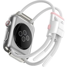 Esmo Home Go, Akıllı Saat Kordonu, Beyaz - Pembe, Seri 3 & 4 & 5 Uyumlu, 42 mm / 44 mm