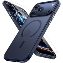 Esmo Home - 17 Pro Max ile Uyumlu Kılıf Mat Şarj Özellikli Renkli Kenarlı + Ekran Koruyucu Cam Set