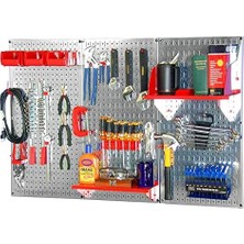 Esmo Home Control 30WRK400GVR Metal Geçme Tahta, Standart Alet Saklama Seti, Galvanizli Alet Tahtası ve Kırmızı Aksesuar