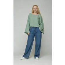 Este Woman Müslin KUMAŞ%100 Pamuklu Yarasa Kol Bluz