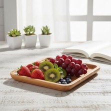 Esmo Home Deconox Bambu Lüx Kare Servis 30 * 30CM, Bambu Sunumluk & Çerezlik Kare Sunum Tabağı, Bambu Sunum Tabağı