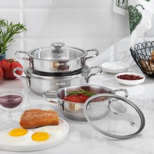 Esmo Home Schafer Steel Storm Çelik Sahan Seti 6 Parça-Inox