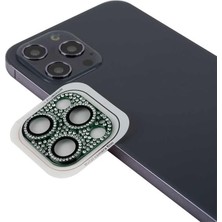 Esmo Home 11 Pro Max Full ile Uyumlu Taşlı Kamera Lens Koruyucu Çerçeveli Koruyucu Cl-08 Koyu Yeşil