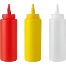 Esmo Home Sızdırmaz Kapaklı Yağlık ve Sosluk Seti, 330 Ml, 3'lü Şişe Seti, Kırmızı Sarı Beyaz