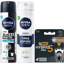 Esmo Home Men Erkek Sprey Deodorant & Invisible Fresh 150 ml + Tıraş Köpüğü 200 ml + Bıc Hybrid 5 4'lü Yedek Tıraş Bıçağı Kartuşu (5 Bıçak)