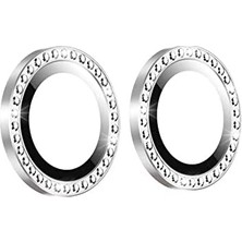 Esmo Home 11 ile Uyumlu Taşlı Kamera Lens Koruyucu Çerçeveli Koruyucu Gümüş