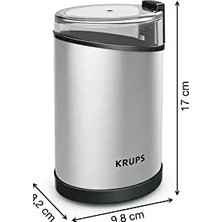 Esmo Home Krups Fast Touch GX204D Elektrikli Kahve Değirmeni, Paslanmaz Çelik, 200 Watt Güç, Siyah, 75 G