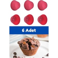 Esmo Home Kırmızı Silikon Mini Brownie ve Muffin Kalıbı, 7x3 Cm, Cupcake Kalıbı, 6 Adet
