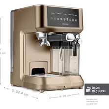 Esmo Home Karaca Mycaffe Barista S10 Entegre Süt Hazneli, Espresso, Latte ve Cappuccino Makinesi Walnut Brown