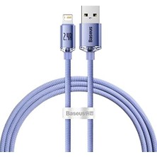 Esmo Home Crystal, 2.4 A Usb-A & Lightning Data ve Şarj Kablosu, 1.2 Metre, Mor, ‎CAJY000005