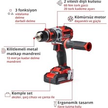 Esmo Home Tp-Cd 18 Li-I Kömürsüz Power X- Akülü Darbeli Vidalama (Darbe Fonksiyonlu, Li-Ion, 18 V, 2 Hız, 60 Nm, LED Işık, Çanta, 2x 2,0 Ah Akü ve Şarj Cihazı Dahildir) - 4513861