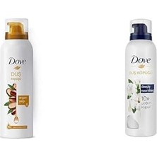 Esmo Home Dove Köpük Duş Jeli Argan Yağı 10 Kat Daha Yoğun Köpüğe Sahip Kremsi Formül, 200 ml ve Dove Duş Köpüğü Depply Nourishing 10 Kat Daha Yoğun Köpüğe Sahip Formül 200 ml