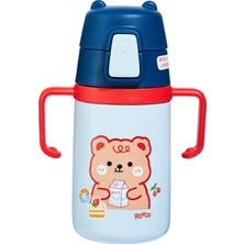 Esmo Home Çocuk Boyun Askılı 400 ml Pipetli Paslanmaz Çelik Termos 2 Renk Lacivert