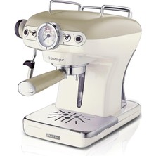 Esmo Home Ariete Vintage Espresso Kahve Makinesi Bej 1389/13 - Süt Köpürtme Başlığı, 900 Watt, 0,9 Litre Çıkarılabilir Su Tankı, Çıkarılabilir Damlama Tepsisi ve Bardak Tutucu, Bekleme Fonksiyonu