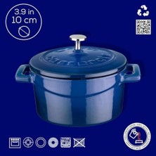 Esmo Home Lava Metal Döküm Mini Tencere, Trendy, 10 Cm, 0.35 L Hacim, Mavi