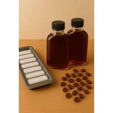 Esmo Home 2 Adet Şeffaf Cold Brew Siyah Kapaklı Soğuk Kahve Yassı Cam Şişe 200 ml ve Çubuk Buz Kalıbı