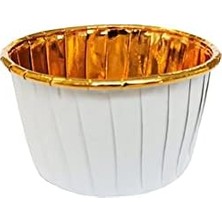 Esmo Home 25'li Beyaz Gold Muffin Kek Kalıbı, Kek Kapsülü Cupcake Kalıbı, Airfryer Uyumlu