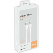 Esmo Home 27W Lightning ile Uyumlu To Type-C Hızlı Şarj ve Data Kablosu Beyaz 1m