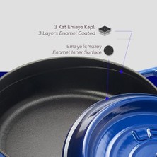 Esmo Home Lava Döküm Çok Amaçli Yayvan Tencere Çap(Ø) 24 cm -Trendy Mavi