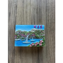 Esmo Home Kaş Manzaralı Turistik Dekoratif Buzdolabı Magneti, Şelale ve Çiçek Temalı, Mavi Gökyüzü