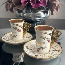 Esmo Home 2 Kişilik 4 Parça Gold Kulplu Porselen Kahve Fincanı