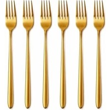 Esmo Home Altın Renk Paslanmaz Çelik Kaşık Çatal Seti, 12 Parça, 6 Adet Kaşık, 6 Adet Çatal, Şık ve Modern Sofra Sunum Takımı, Dayanıklı, Pas Tutmaz ve Uzun Ömürlü, Ev, Cafe ve Restoran Kullanımı Için Uygun