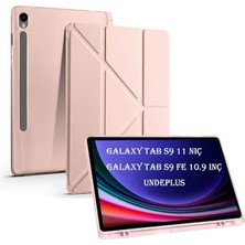 Yenibağ Samsung Galaxy Tab S10 Lite FE/S10/S9 Fe/s9 ile Uyumlu Kılıf Kalem Bölmeli Trifolding Case(12.4inç Değildir) Rose Gold