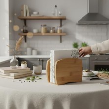 Esmo Home Deconox Bambu Peçetelik – Doğal Ahşap Modern Peçete Tutucu | Masaüstü Dik Servis Peçeteliği | Çevre Dostu Mutfak ve Yemek Odası Aksesuarı (15X12X5.3 Cm)